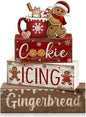 Moucuny 4 Pcs Christmas Table Decor Wooden Gingerbread Cocoa Decoration by Moucuny