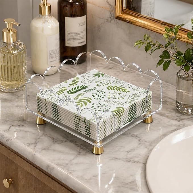 Scalloped Clear Acrylic Napkin Holder - Image 2