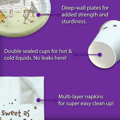 Winnie the Pooh Bear Boy's Birthday Party Supplies Set Plates Napkins Cups - Image 5