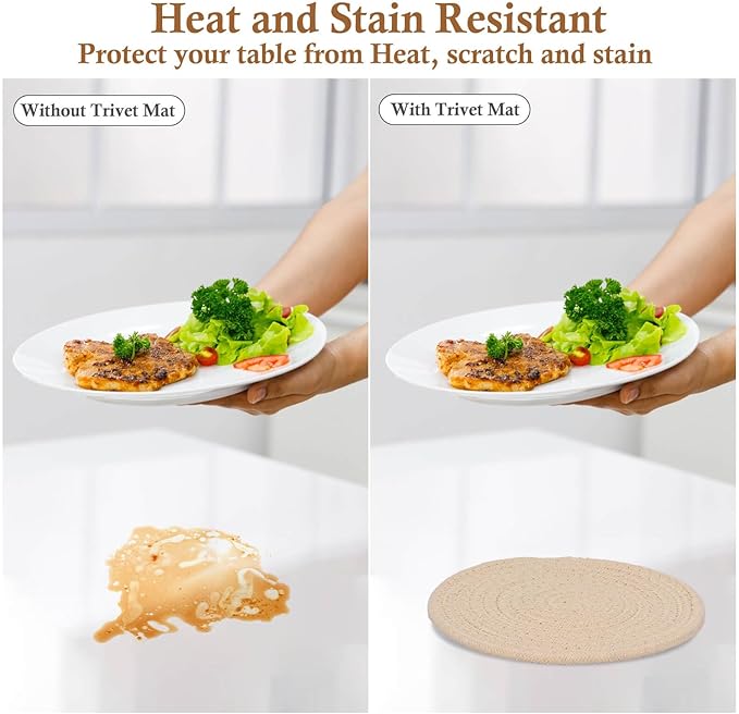 Billbotk 7" Trivets for Hot Dishes, Hot pots and Pans, 4 Heat Resistant Hot Pads - Image 5