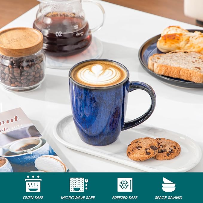 vancasso STARRY Ceramic Coffee Mug Set of 6, 12 Oz Tea Cups - Image 4
