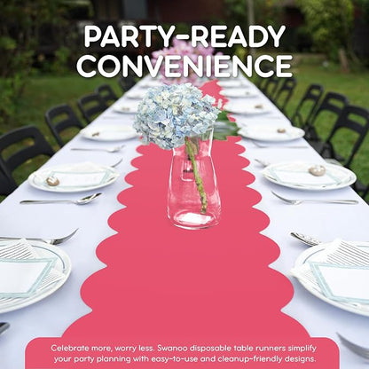 Hot Pink Scallop Table Runner, Disposable Plastic, 5 Pack - Image 3