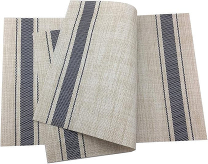 Gugrida Luxury Blue Placemats Set of 6 Crossweave Woven Vinyl Placemat for Dining Table Kitchen Table Mats