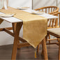 BALCONY & FALCON Table Runner Faux Linen Shimmer Gold 14"x51" | Tasselled by BALCONYFALCON