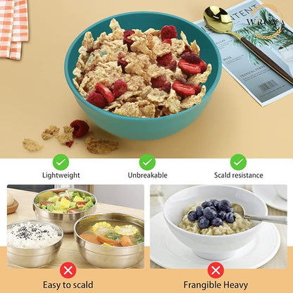 Wheat Straw Bowls Set 60 OZ Unbreakable Large Cereal Bowls Set of 6 Microwave - Image 4