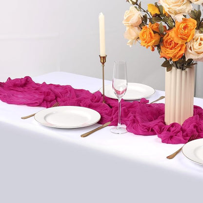 12 Pack Hot Pink Cheesecloth Table Runner 35 x 120 Inch | Boho Gauze Fabric - Image 4