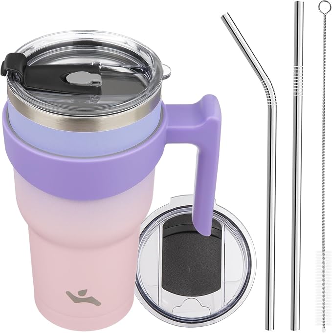 Konokyo 30 oz Tumbler with Handle and Straw, Insulated Travel Mug | Pastel by Konokyo