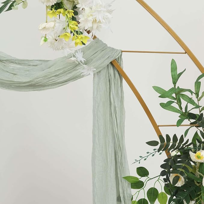 Efavormart 20ft Sage Green Gauze Cheesecloth Wedding Arch Drapery Fabric - Image 6