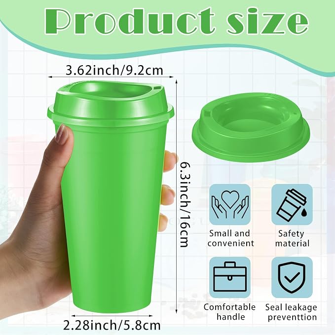 FillTouch 12 Pcs 16 oz Reusable Coffee Cups - Image 2