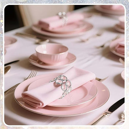 Crystal Metal Napkin Rings Set, Elegant Wedding/Party Table Decor, Shiny - Image 6
