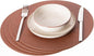 Nikalaz Round Placemats Set (Pack of 4) Recycled Leather Table Mats 15 inches, Kitchen Dining Table Decor by Nikalaz (Dirty Brown)