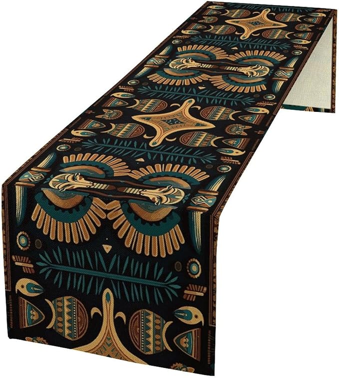 Vintage Ancient Egypt Table Runner Ethnic Old Egyptian Floral Geometric by moderw