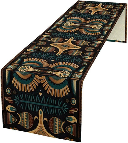 Vintage Ancient Egypt Table Runner Ethnic Old Egyptian Floral Geometric by moderw