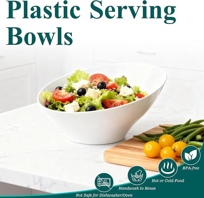 Bestluck 20 Oz White Plastic Party Bowls, 12 Pack | Disposable Snack Bowls - Image 4