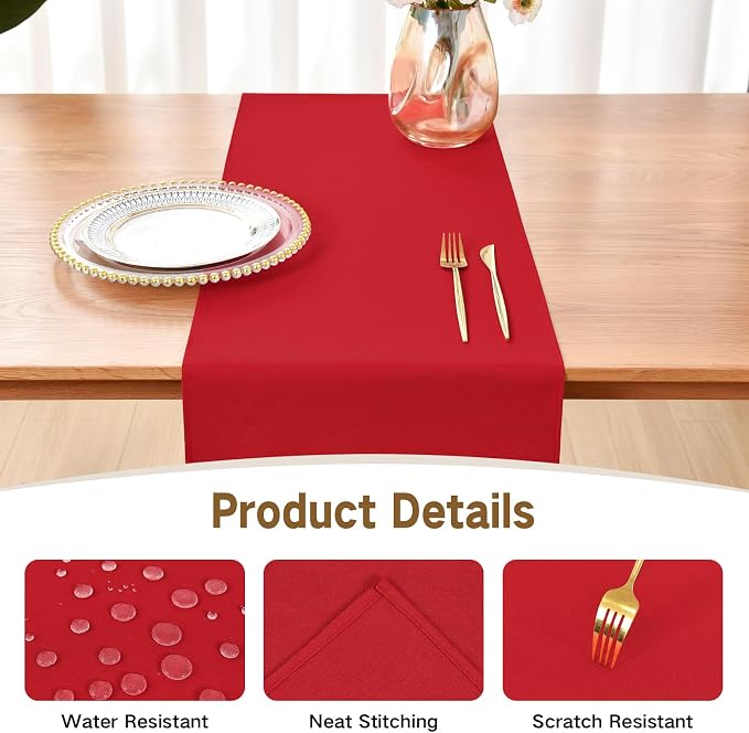 Faux Linen Table Runner Water Resistant 13 x 60 in, Coffee Table Runner - Image 3