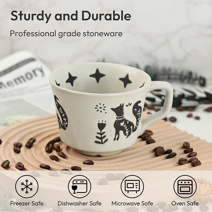 11 oz Ceramic Coffee Mug, Stoneware Teacup - Image 2