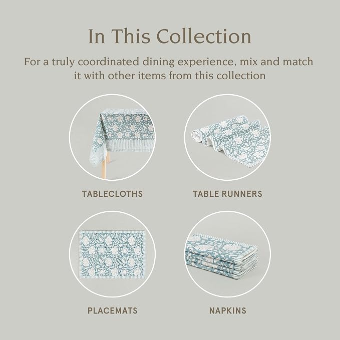Over&Back 18x108 Hand-Blocked Printed Cotton Table Runner - Image 4