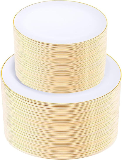 KIRE 200PCS Gold Plastic Plates by KIRE