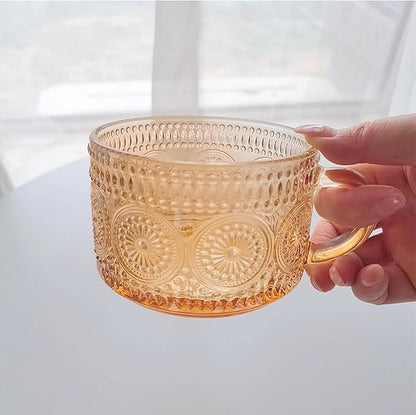 MFACOY Vintage Coffee Mugs Set of 2, 14 oz Glass Tea Cups - Image 5