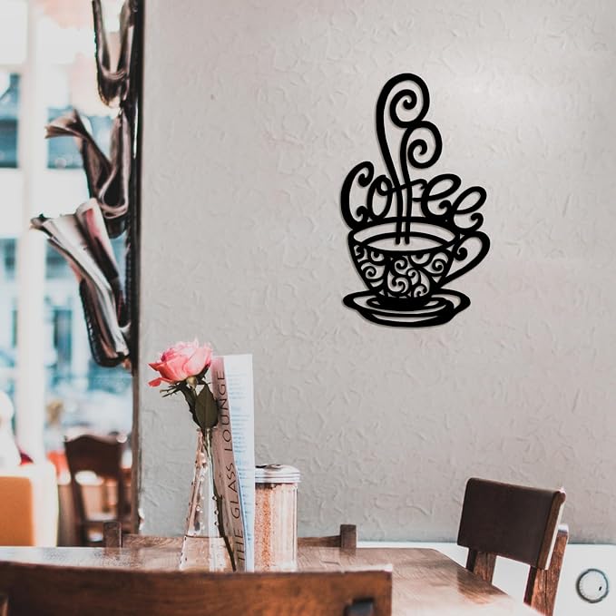Oubasa Metal Coffee Cup Wall Decor, Minimalist Cafe Themed - Image 8