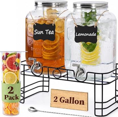 2 Gallon Glass Drink Dispensers by Kikcoin