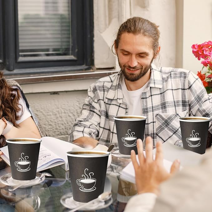 TV TOPVALUE 10 oz Paper Coffee Cups, Hot Coffee Tea Latte, Morning Breakfast - Image 7