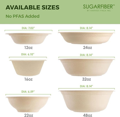 12oz Compostable Paper Bowls Disposable Round Natural Cereal Bowl, Biodegradable - Image 8