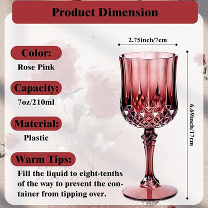 Ciaell 24 Pack Burgundy Plastic Wine Glasses - Image 2