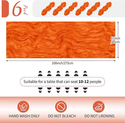6 Pack Orange Cheesecloth Table Runner 17x108 Inch Semi Sheer Boho Gauze Cheese - Image 2