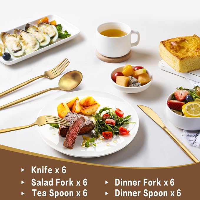 30-Piece Gold Silverware Set, Flatware Set - Image 5