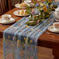 Blue Floral Table Runner 10ft Embroidery Tulle Spring Wildflower Table Runner by Windkream