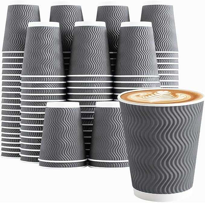 Clawsoff 120 Pack 10 oz Coffee Cups Disposable Insulated Paper Cup Gray | by BuyNow