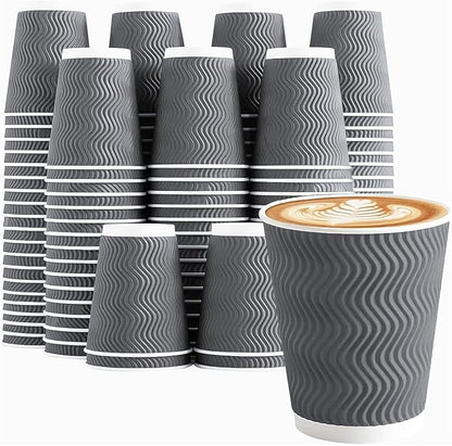 Clawsoff 120 Pack 10 oz Coffee Cups Disposable Insulated Paper Cup Gray | by BuyNow