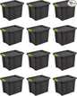 Sterilite 12-Pack Storage Bins with Lids, Heavy Duty Totes, Tuff1, 18 Gallon, Flat Gray