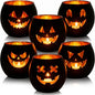Halloween Tea Light Candle Holders Set of 6 | Gold Interior Black Jack O by ysnn
