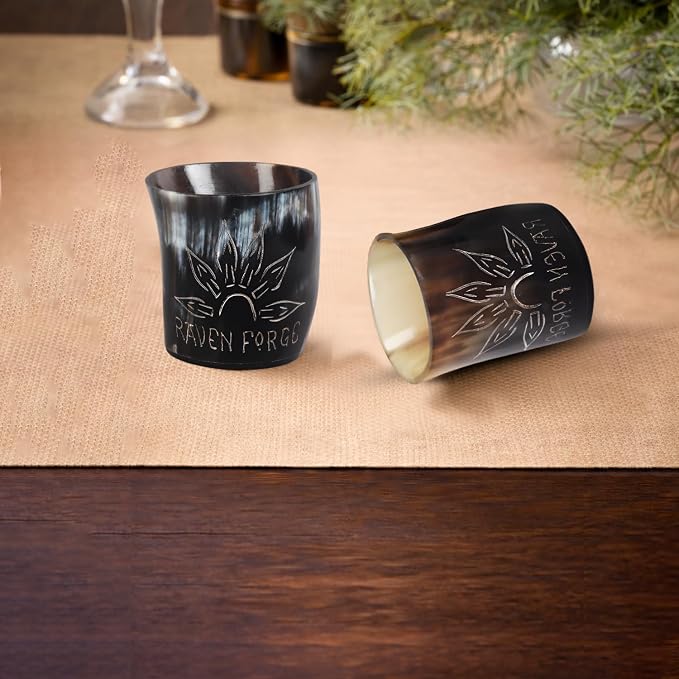 Handicrafts Home Viking Horn Shot Glasses Set of 8, Handmade Natural Ox Horn - Image 8
