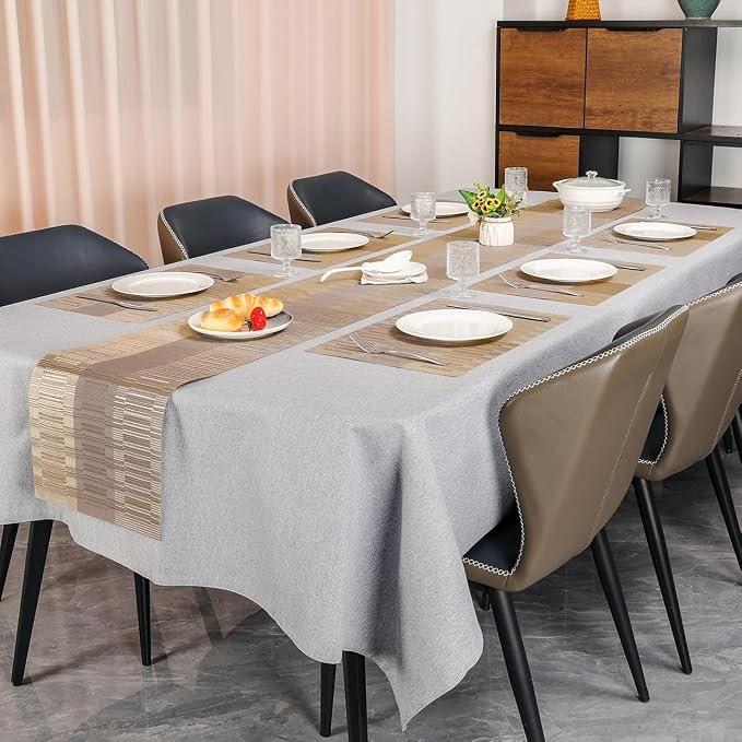 Table Runner 88 Inches Long, Vinyl Woven Farmhouse Table Runners | Washable - Image 6