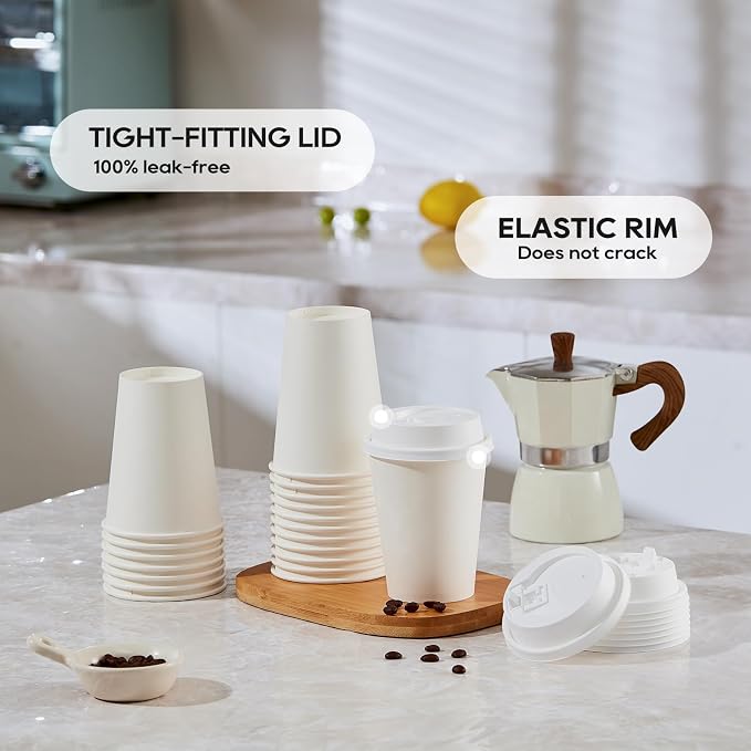 JOLLY PARTY 12 oz Paper Coffee Cups, Disposable Paper Coffee Cup - Image 3