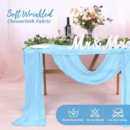 Pesonlook Cheesecloth Table Runner Light Blue, 10 Pack 17.7x108 inch, Long | - Image 8