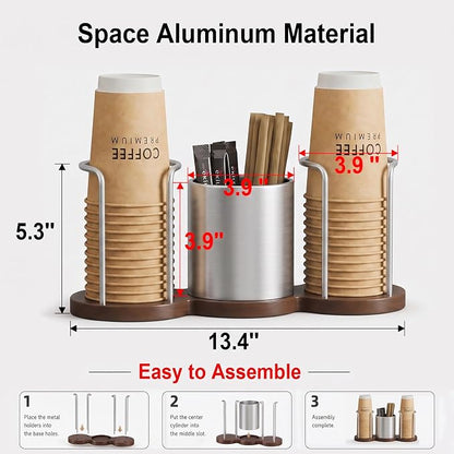 Coffee Cup Holder with Straw & Stirrer Storage Caddy - Image 3