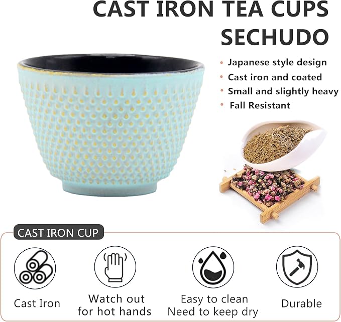 Japanese Cast Iron Tea Cups, Small and Heavy Teacups - Image 3
