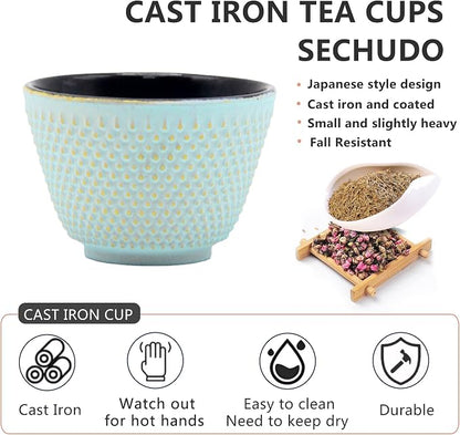 Japanese Cast Iron Tea Cups, Small and Heavy Teacups - Image 3