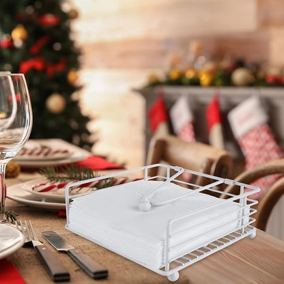 3PCS Napkin Holders for Paper Napkins, White Flat Napkins Holders, Metal Napkin Dispenser for Kitchen Tables, Farmhouse, Dinner, Outdoor