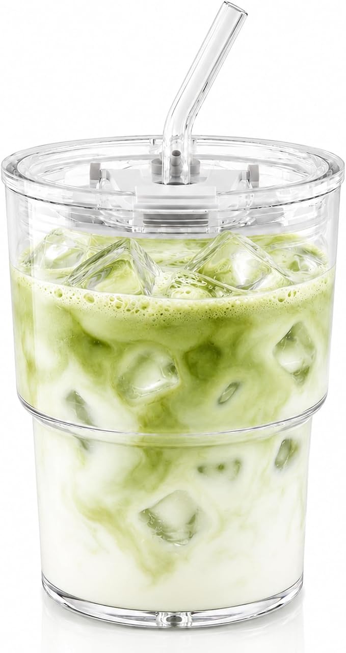 13oz Iced Coffee Cup, Glass Tumbler by CeleVista