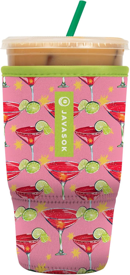 Sok It JavaSok Iced Coffee & Cold Soda Insulated Neoprene Cup Sleeve (Lime After Lime, Large: 30-32oz)