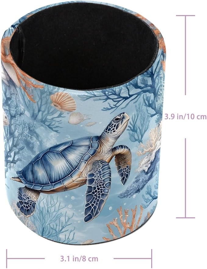 Vintage Turtle Leather Pen Holder - Image 3