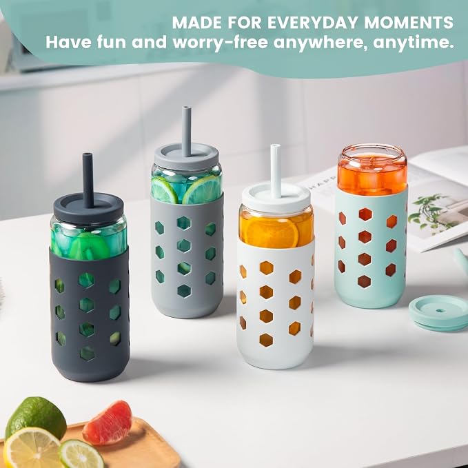 Mrsdry 20 oz Glass Cups with Lids and Straws - Image 9