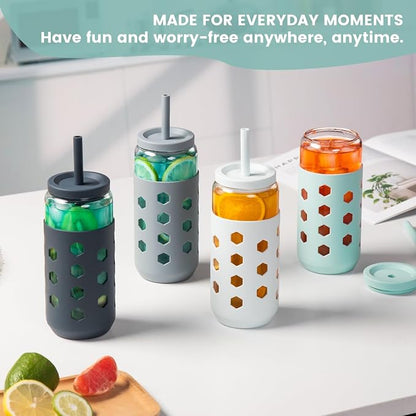 Mrsdry 20 oz Glass Cups with Lids and Straws - Image 9