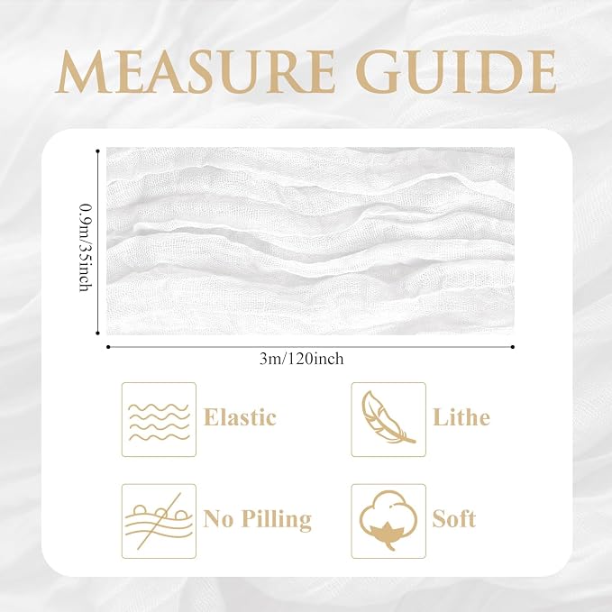 Cheesecloth Table Runner 10FT Ivory Boho Gauze Rustic Sheer Table Runners | - Image 2