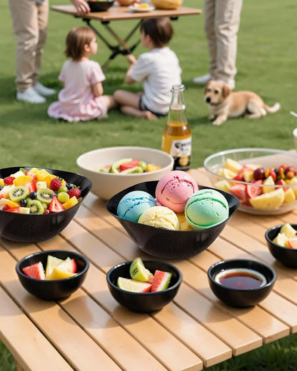 bUCLA 50 Pack Black Plastic Serving Bowls - 16oz Disposable Bowls - Image 5